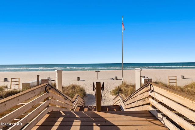 property view of water featuring a view of the beach