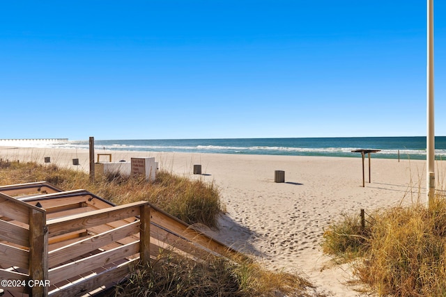 view of water feature with a view of the beach