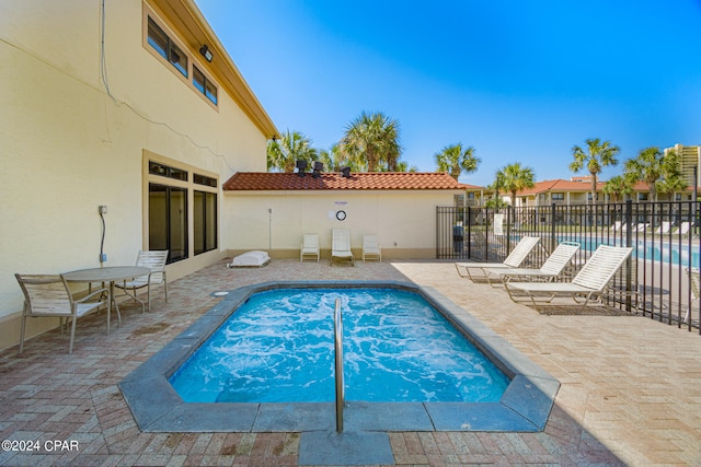 view of pool featuring a patio area