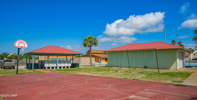 exterior space with a yard and a gazebo