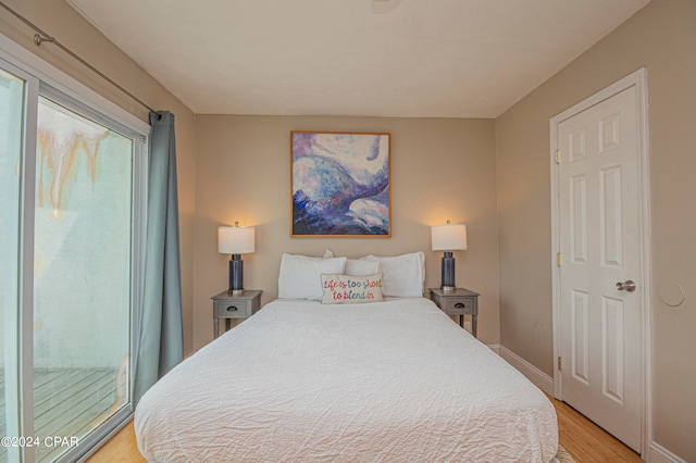 bedroom featuring light hardwood / wood-style floors