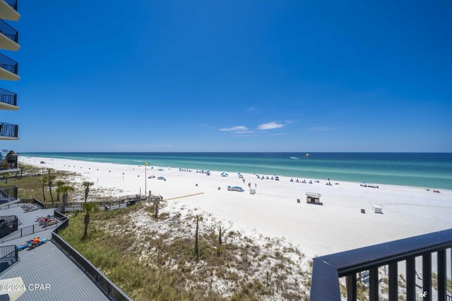 view of water feature featuring a beach view