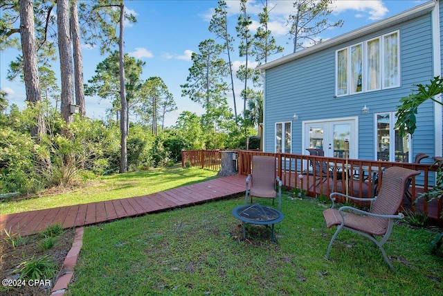 view of yard featuring a deck