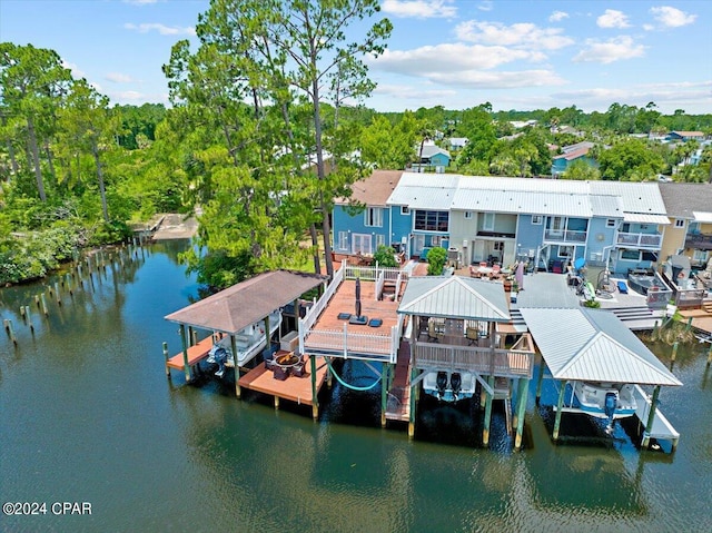 view of dock featuring a water view