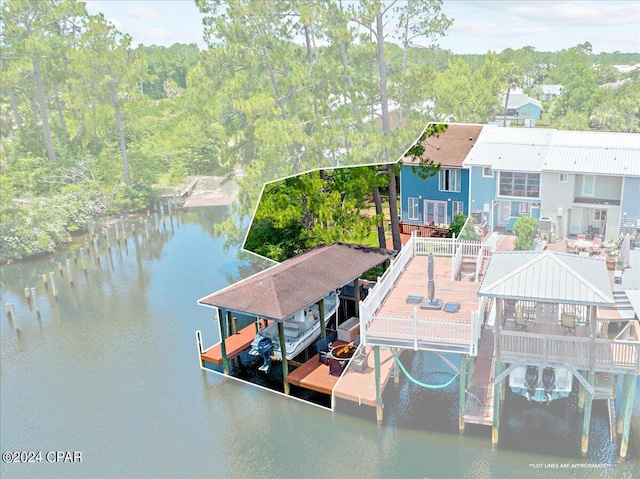 view of dock featuring a water view