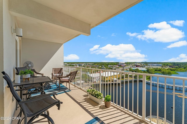 balcony with a water view