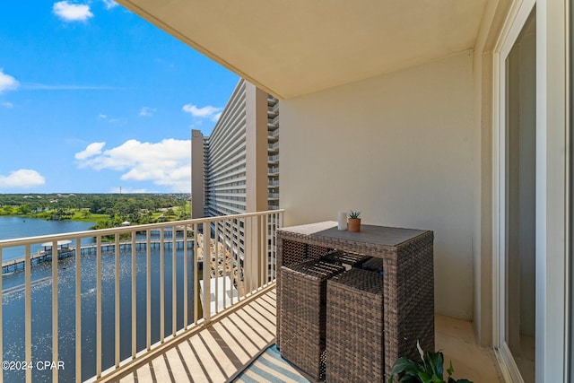 balcony with a water view