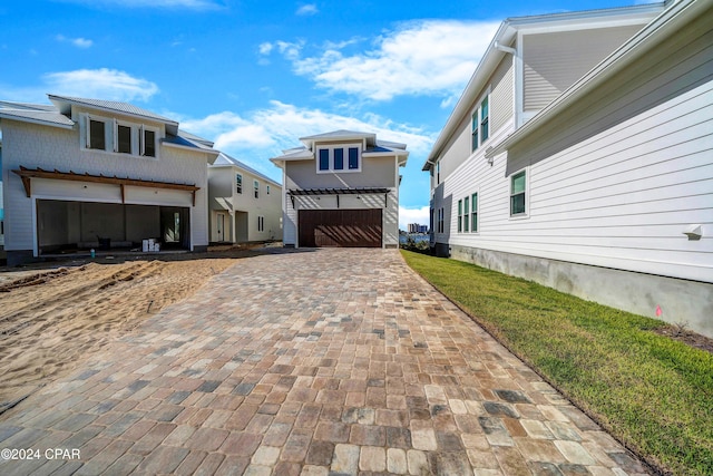 exterior space featuring a garage