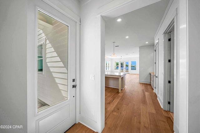 hall featuring light hardwood / wood-style floors