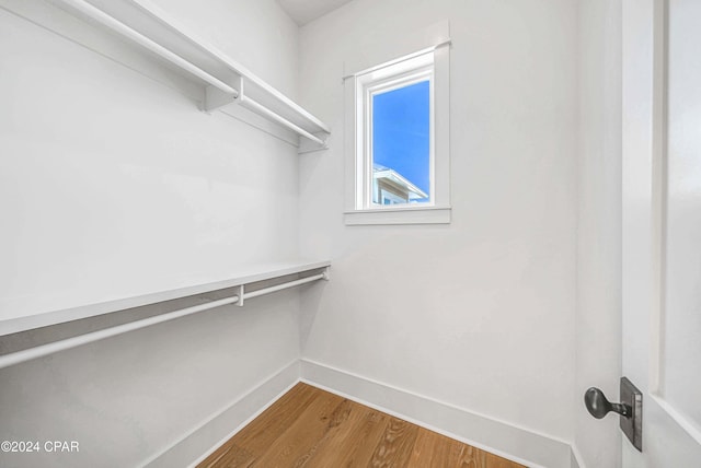 walk in closet featuring wood-type flooring