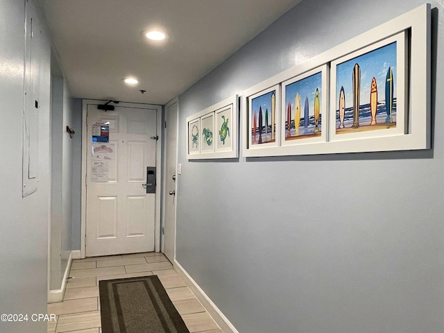 doorway with light hardwood / wood-style floors