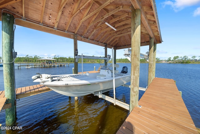 dock area featuring a water view