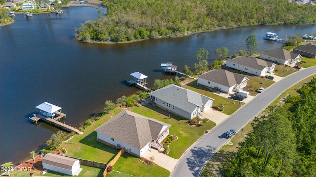 bird's eye view featuring a water view