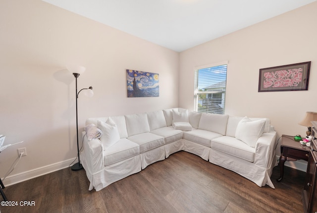 living room featuring dark hardwood / wood-style floors