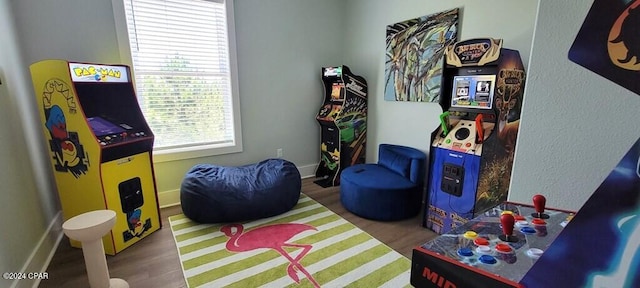 game room featuring hardwood / wood-style floors