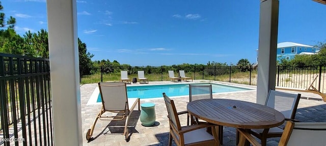 view of swimming pool featuring a patio