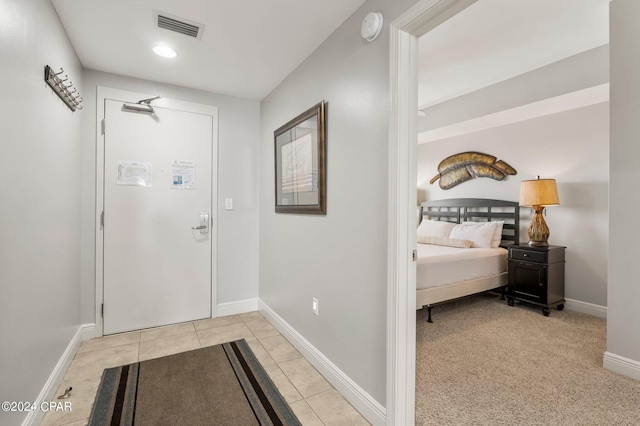 full bathroom featuring tile floors, vanity, toilet, and shower / bathtub combination with curtain