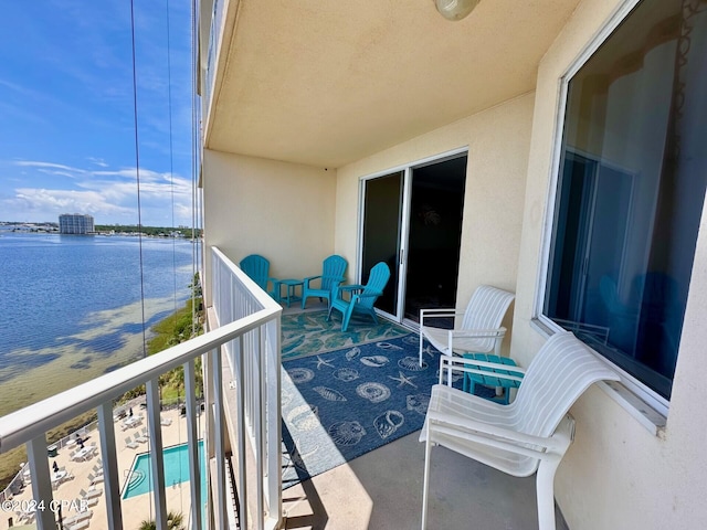 balcony with a water view