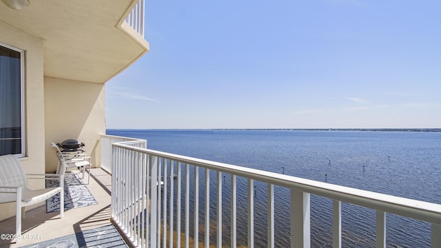 balcony with a water view