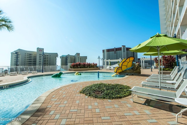 view of pool with a patio area