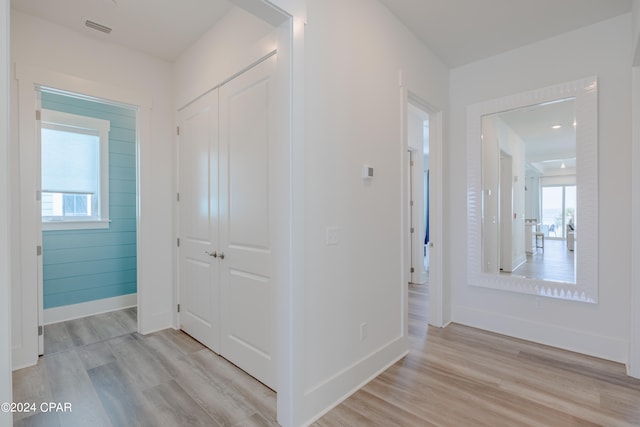 hall with light hardwood / wood-style flooring and plenty of natural light