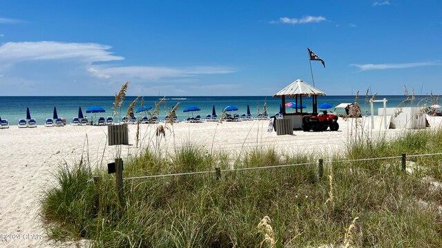 property view of water with a beach view