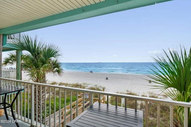 property view of water featuring a view of the beach