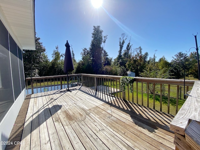 deck with a water view