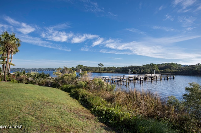 water view with a boat dock