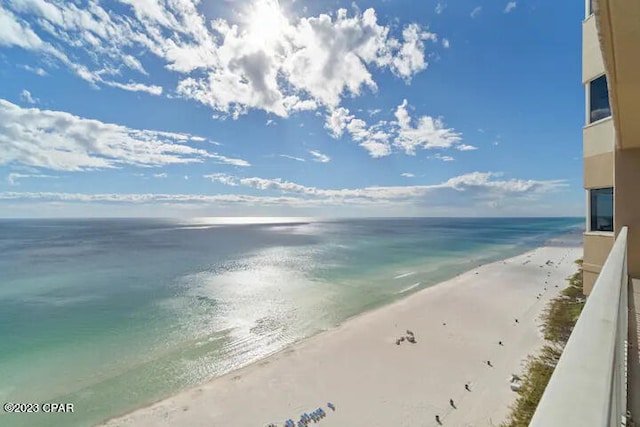 property view of water with a beach view