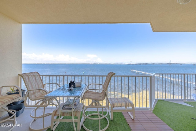 balcony with a water view