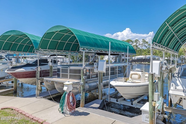 view of dock featuring a water view