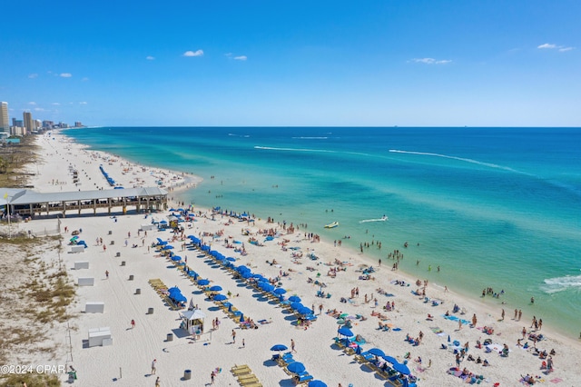 property view of water with a beach view