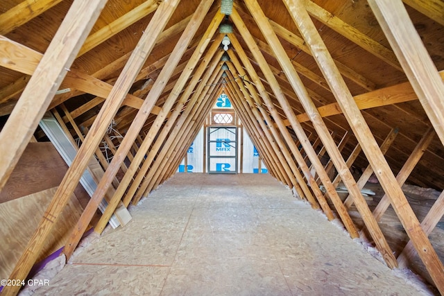 view of unfinished attic