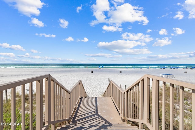 property view of water with a beach view