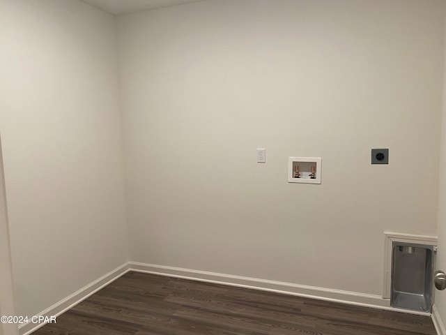 laundry room featuring hookup for a washing machine, hookup for an electric dryer, and dark hardwood / wood-style flooring