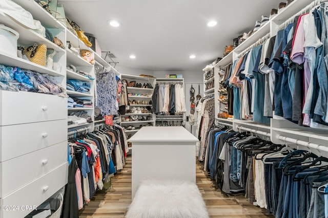 walk in closet featuring light wood-type flooring