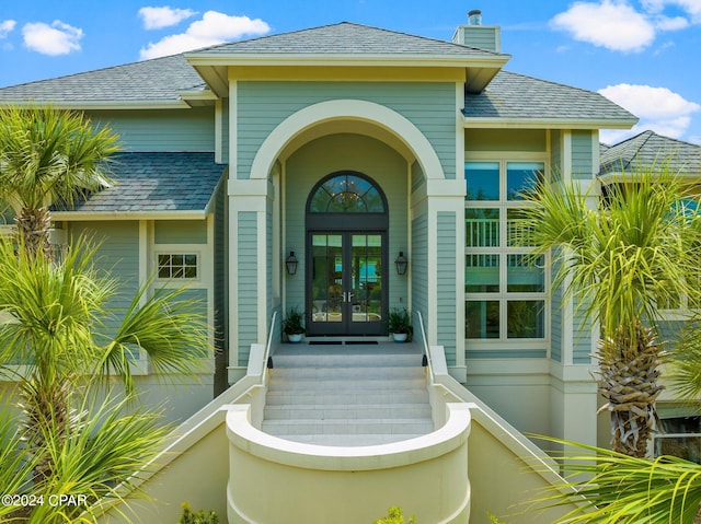 doorway to property with french doors