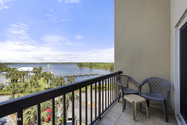 balcony with a water view