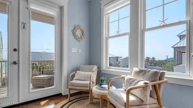 sitting room with french doors