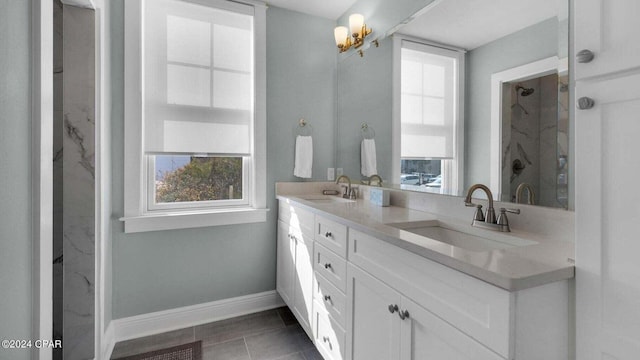 bathroom featuring vanity and tile patterned floors