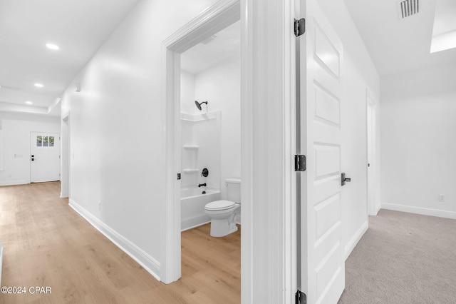 hallway featuring light wood-type flooring