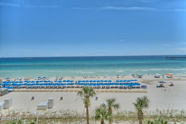 property view of water with a beach view