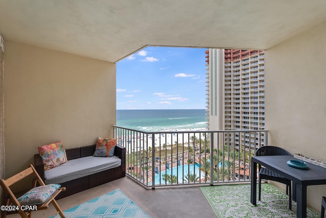 balcony with a water view