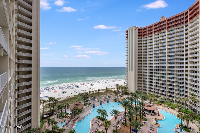 view of water feature featuring a view of the beach