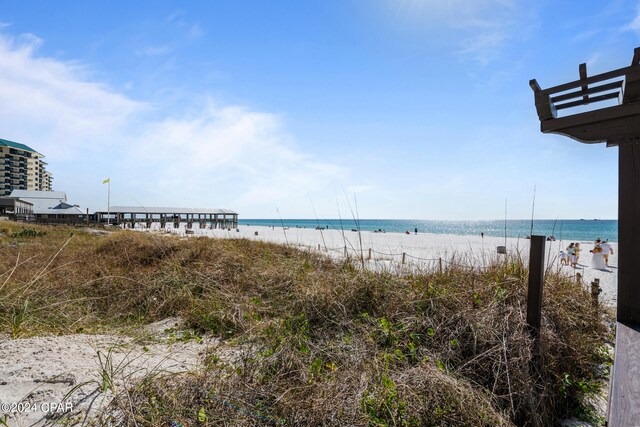 property view of water with a beach view