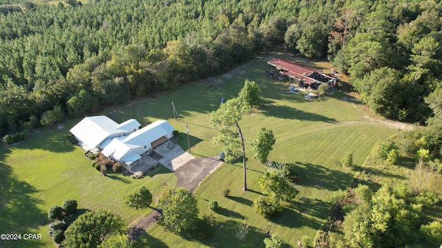 birds eye view of property featuring a rural view