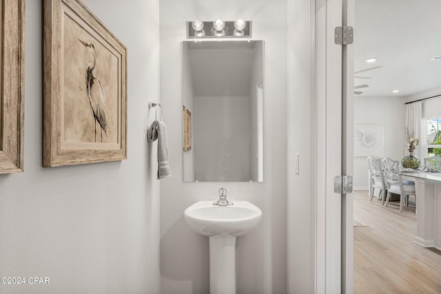 bathroom featuring wood-type flooring