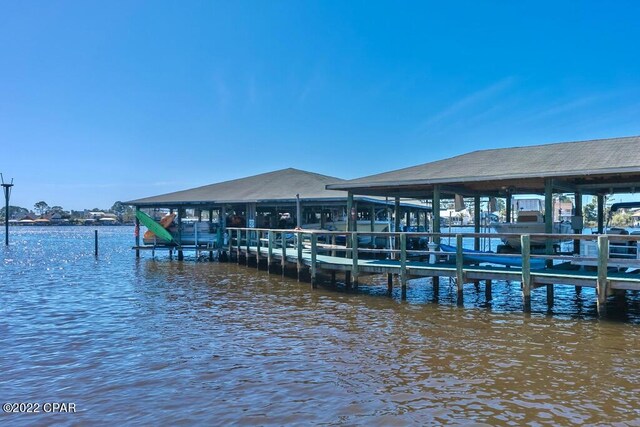 view of dock featuring a water view