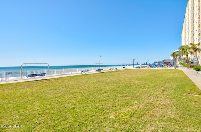 property view of water with a beach view